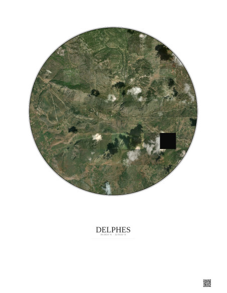 Affiche Delphes – Poster vue satellite 5km Couleur | Gravura – Fond clair