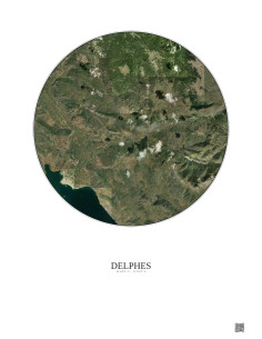 Delphes Satellite View Poster 10km Color | Gravura – Light background