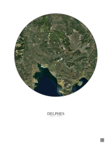 Delphes Satellite View Poster 20km Color | Gravura – Light background