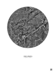 Delphes Satellite View Poster 0.5km B&W | Gravura – Light background