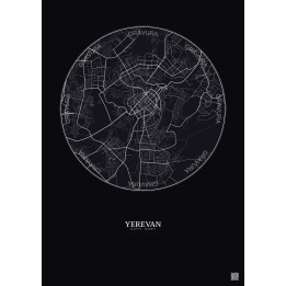 Affiche Yerevan – Poster carte de ville 6km | Gravura – Fond foncé