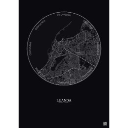 Luanda City Map Poster 10km | Gravura – Dark background