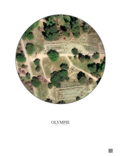 Affiche Olympie – Poster vue satellite 0.1km Couleur | Gravura – Fond clair