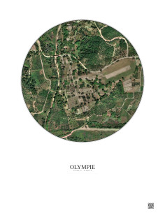 Affiche Olympie – Poster vue satellite 0.5km Couleur | Gravura – Fond clair