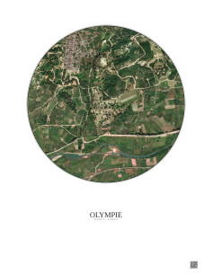 Affiche Olympie – Poster vue satellite 1km Couleur | Gravura – Fond clair