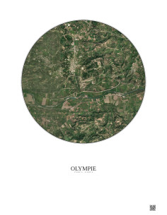 Affiche Olympie – Poster vue satellite 2.5km Couleur | Gravura – Fond clair