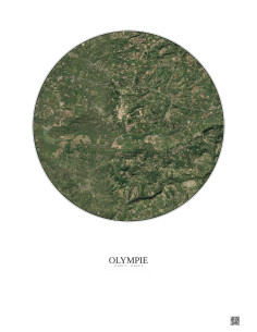 Affiche Olympie – Poster vue satellite 5km Couleur | Gravura – Fond clair