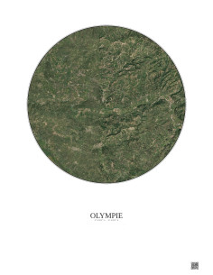 Affiche Olympie – Poster vue satellite 10km Couleur | Gravura – Fond clair