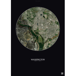 Affiche Washington – Poster vue satellite 6km Couleur | Gravura – Fond foncé
