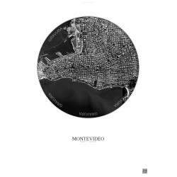 Affiche Montevideo – Poster vue satellite 2.5km N&B | Gravura – Fond clair