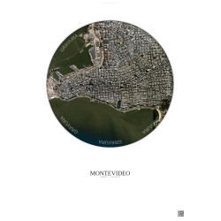 Affiche Montevideo – Poster vue satellite 2.5km Couleur | Gravura – Fond clair