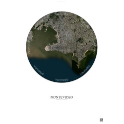 Affiche Montevideo – Poster vue satellite 6km Couleur | Gravura – Fond clair