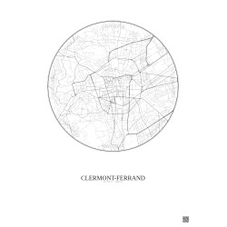 Affiche Clermont Ferrand – Poster carte de ville 2.5km | Gravura – Fond clair