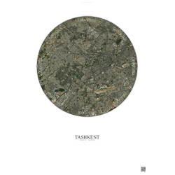Affiche Tashkent – Poster vue satellite 10km Couleur | Gravura – Fond clair