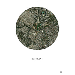 Affiche Tashkent – Poster vue satellite 2.5km Couleur | Gravura – Fond clair