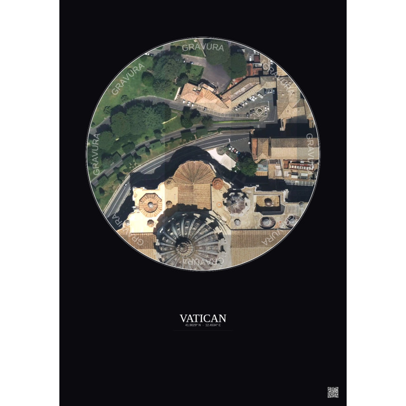 Affiche Vatican – Poster vue satellite 0.1km Couleur | Gravura – Fond foncé