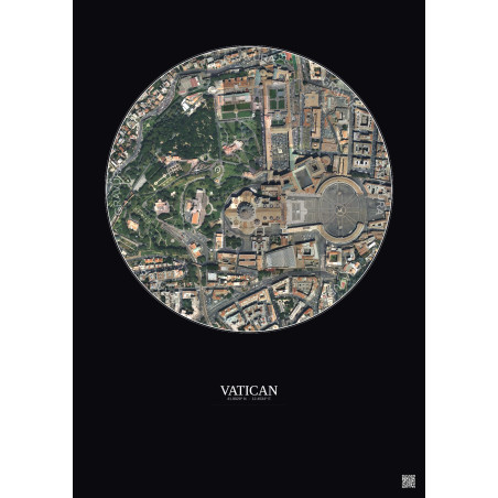 Affiche Vatican – Poster vue satellite 0.5km Couleur | Gravura – Fond foncé