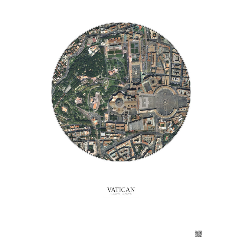 Affiche Vatican – Poster vue satellite 0.5km Couleur | Gravura – Fond clair