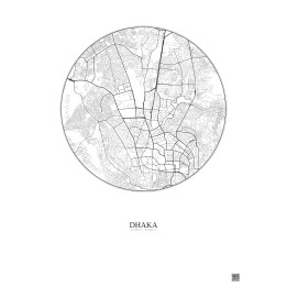 Dhaka City Map Poster 6km | Gravura – Light background