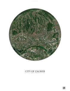 Affiche City Of Zagreb – Poster vue satellite 6km Couleur | Gravura – Fond clair