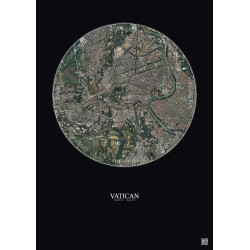 Affiche Vatican – Poster vue satellite 2.5km Couleur | Gravura – Fond foncé