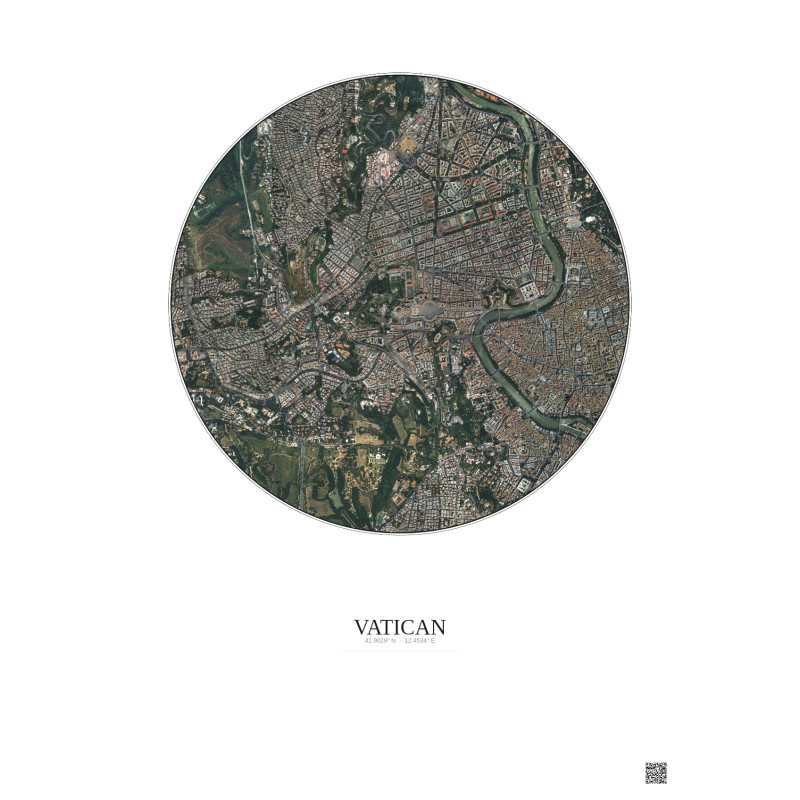 Affiche Vatican – Poster vue satellite 2.5km Couleur | Gravura – Fond clair