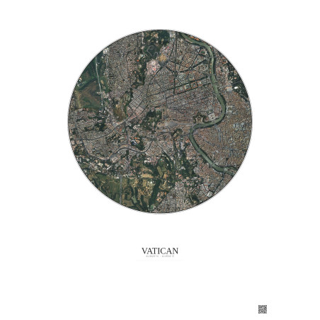 Affiche Vatican – Poster vue satellite 2.5km Couleur | Gravura – Fond clair