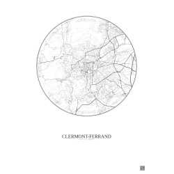 Affiche Clermont Ferrand – Poster carte de ville 5km | Gravura – Fond clair