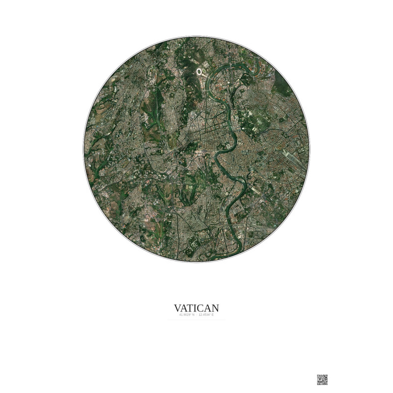 Affiche Vatican – Poster vue satellite 5km Couleur | Gravura – Fond clair