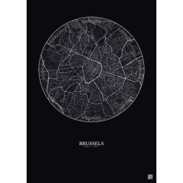 Brussels City Map Poster 6km | Gravura – Dark background