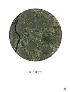Affiche Budapest – Poster vue satellite 10km Couleur | Gravura – Fond clair