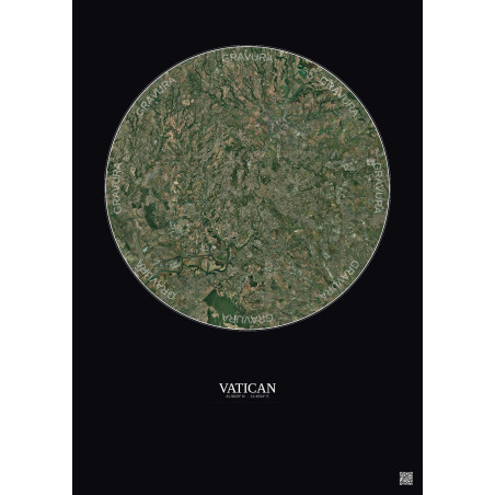Affiche Vatican – Poster vue satellite 20km Couleur | Gravura – Fond foncé