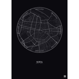 Sofia City Map Poster 2.5km | Gravura – Dark background