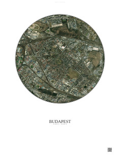 Affiche Budapest – Poster vue satellite 2.5km Couleur | Gravura – Fond clair