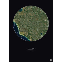 Affiche Vatican – Poster vue satellite 30km Couleur | Gravura – Fond foncé