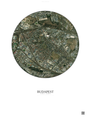 Budapest Satellite View Poster 2.5km Color | Gravura – Light background