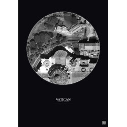 Affiche Vatican – Poster vue satellite 0.1km N&B | Gravura – Fond foncé