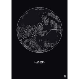 Affiche Manama – Poster carte de ville 10km | Gravura – Fond foncé