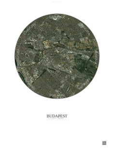 Affiche Budapest – Poster vue satellite 6km Couleur | Gravura – Fond clair