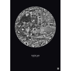 Affiche Vatican – Poster vue satellite 0.5km N&B | Gravura – Fond foncé