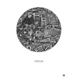 Affiche Vatican – Poster vue satellite 0.5km N&B | Gravura – Fond clair
