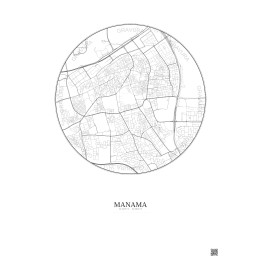 Affiche Manama – Poster carte de ville 2.5km | Gravura – Fond clair