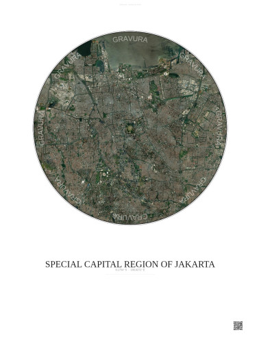 Affiche Special Capital Region Of Jakarta – Poster vue satellite 10km Couleur | Gravura – Fond clair