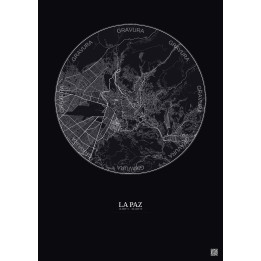 Affiche La Paz – Poster carte de ville 10km | Gravura – Fond foncé