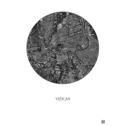 Affiche Vatican – Poster vue satellite 2.5km N&B | Gravura – Fond clair
