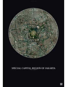 Affiche Special Capital Region Of Jakarta – Poster vue satellite 2.5km Couleur | Gravura – Fond foncé