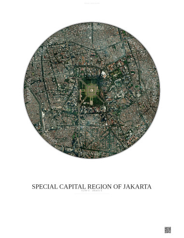 Affiche Special Capital Region Of Jakarta – Poster vue satellite 2.5km Couleur | Gravura – Fond clair