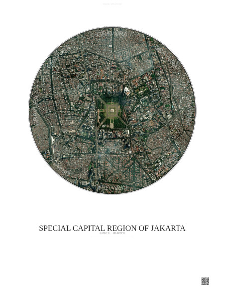 Affiche Special Capital Region Of Jakarta – Poster vue satellite 2.5km Couleur | Gravura – Fond clair