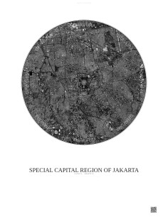 Affiche Special Capital Region Of Jakarta – Poster vue satellite 6km N&B | Gravura – Fond clair