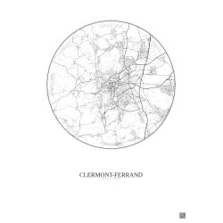 Affiche Clermont Ferrand – Poster carte de ville 10km | Gravura – Fond clair